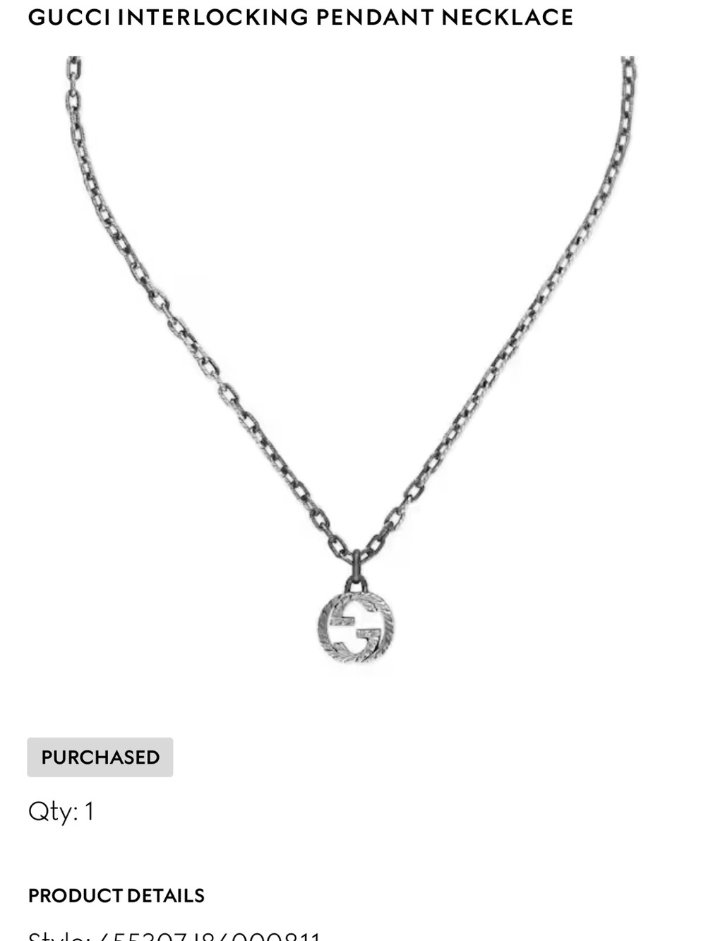 Gucci Silver Interlocking Pendant Necklace